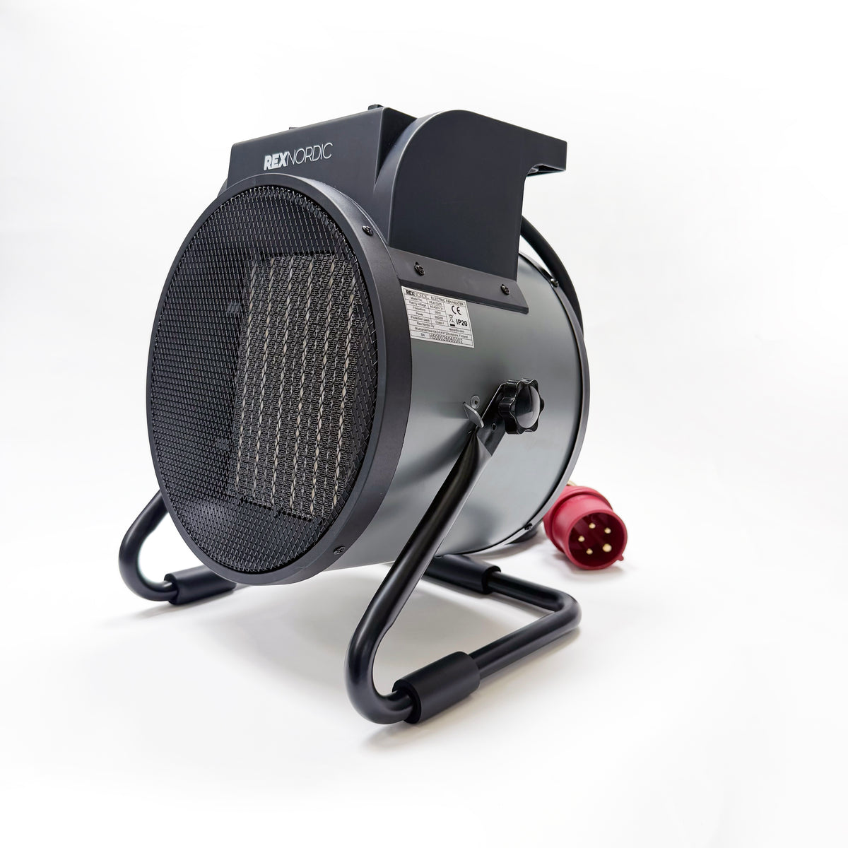 REX NORDIC HEAT 5000 three-phase PTC fan heater 5 kW, front view with 16 A CEE plug