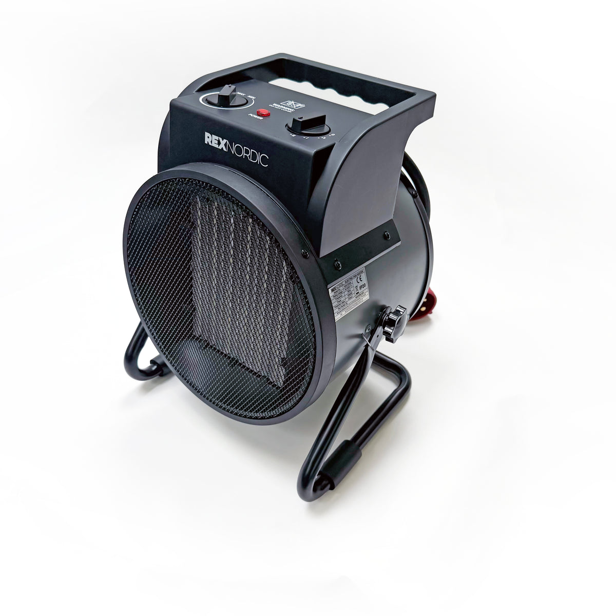 REX NORDIC HEAT 5000 fan heater, top view showing control panel and carry handle