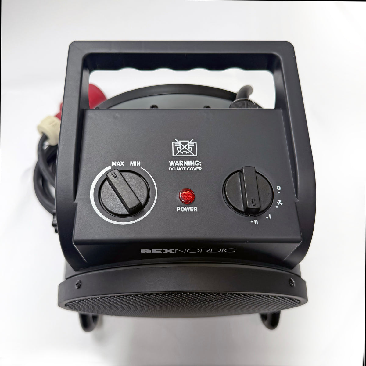 REX NORDIC HEAT 5000 control panel: thermostat dial, power light and heat/fan selector