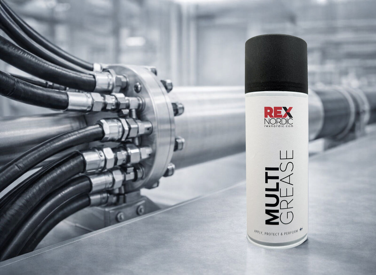 REX MultiGrease next to hydraulic hose couplings