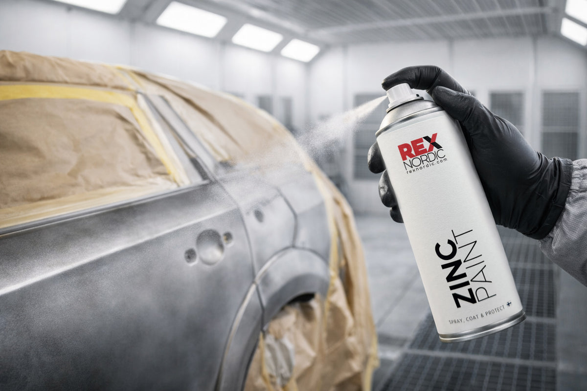 Spraying REX ZincPaint on a car body
