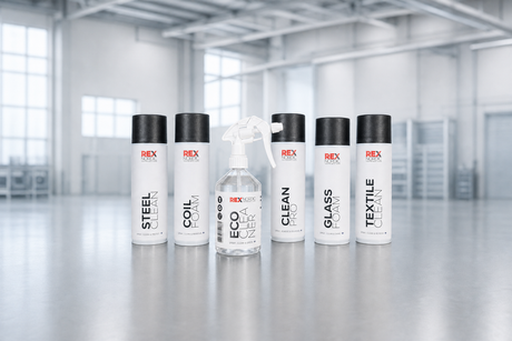 REX Chemicals cleaners: SteelClean, CoilFoam, EcoCleaner, CleanPro, GlassFoam and TextileClean