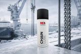 REX ChainLube with chains at a snowy harbour