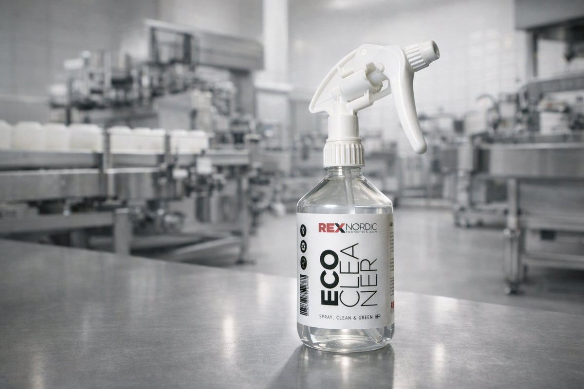 REX EcoCleaner spray bottle in a production facility