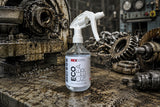 REX EcoCleaner spray bottle among greasy gears and chains