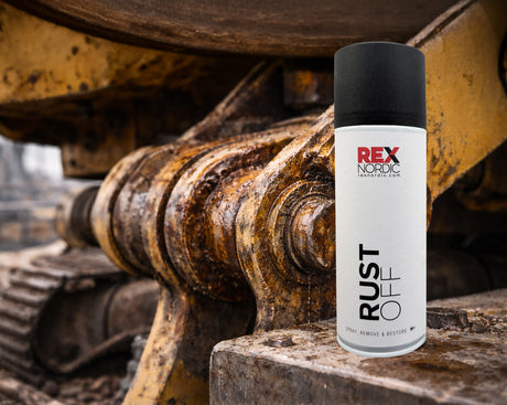 REX RustOff next to a rusted machine shaft