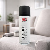REX TextileClean foam cleaner on a sofa