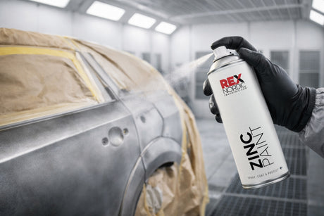 Spraying REX ZincPaint on a car body